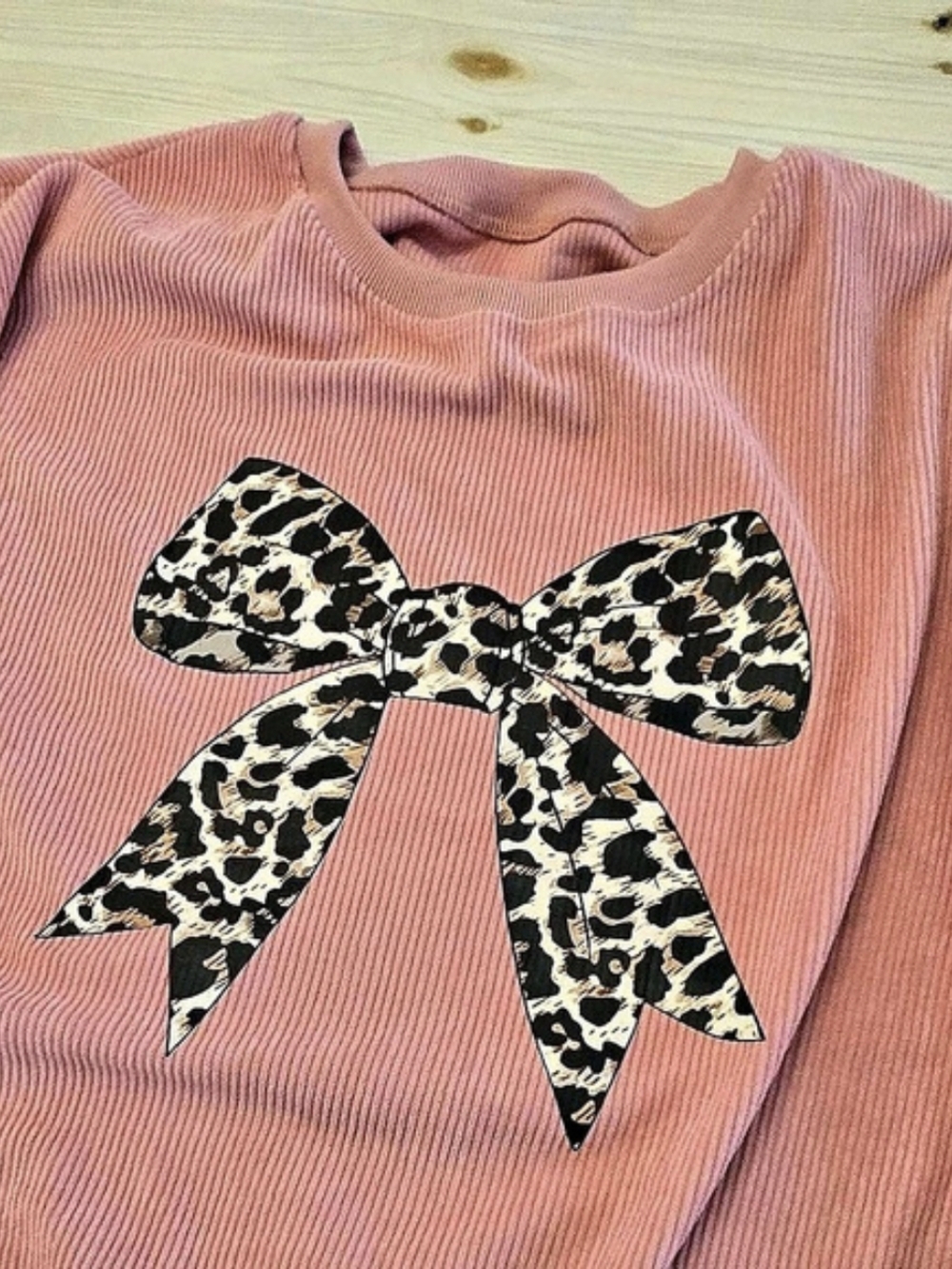 Pink Leopard Bow Sweatshirt - Picture 4 of 4